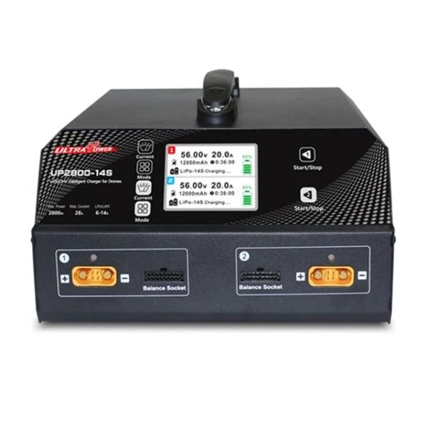 Ultra Power UP2800 6S-14S 2X1400W 28A LiPo/LiHV/Equilibrio de batería inteligente Cargador rápido Agricultura Drone Protección de plantas UAV